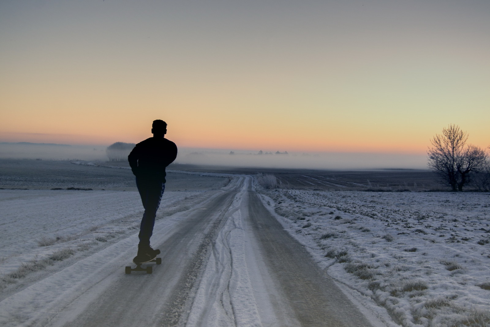 route, la vitesse, lever du soleil, patinage