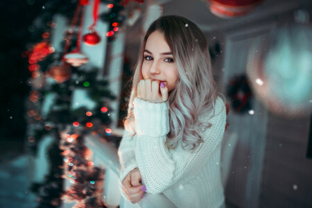 blouse, girl, Gorokhov, hair, light, Maryana Ro, model, white