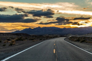 landscape, morning, road, the sky