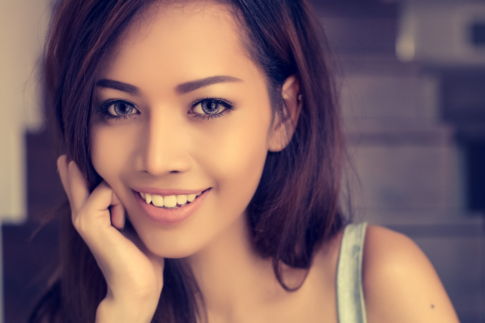 look, background, face, girl, smile, beautiful, eyes, hair