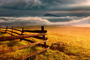 Landschaft, Berge, der Zaun