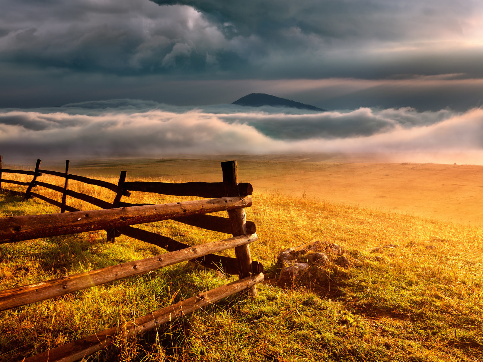 paysage, montagnes, la barrière