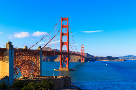 Baia, ponte, nuvole, San Francisco, il cielo