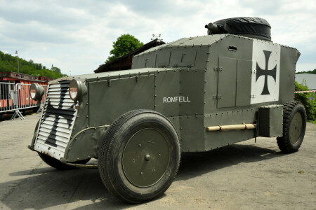 Armé, voiture blindée, Premier, forces d'Autriche-Hongrie, Mitraillette, Romfell, Fois, Guerre