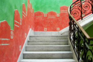 antecedentes, escalera, pared