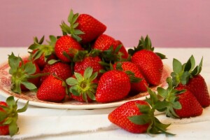 baies, assiette, fraise