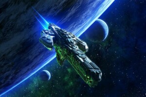 kunst, Fictie, Planeet, Sci-Fi, schip, ruimte