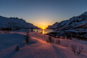 пейзаж, светлый, утро, природа