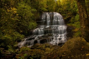 herfst, cascade, Woud, Noord Carolina, Pearson's Falls, Saluda, waterval