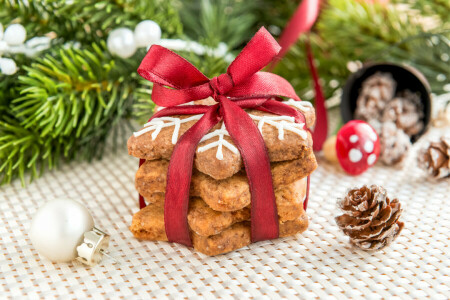 Gâteaux, Noël, biscuits, décoration, glaçage, Joyeux, Nouvel An, sucré