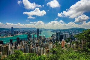 nubes, Hong Kong, Mañana, el cielo