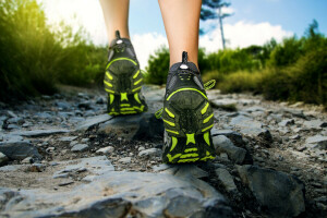 sport shoes, stones, trekking, walk