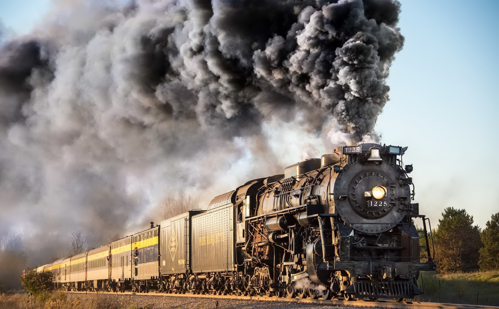 railroad, smoke, the engine