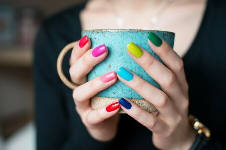 girl, hands, macro, mug, photo