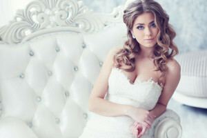 curls, dress, look, neckline, the bride