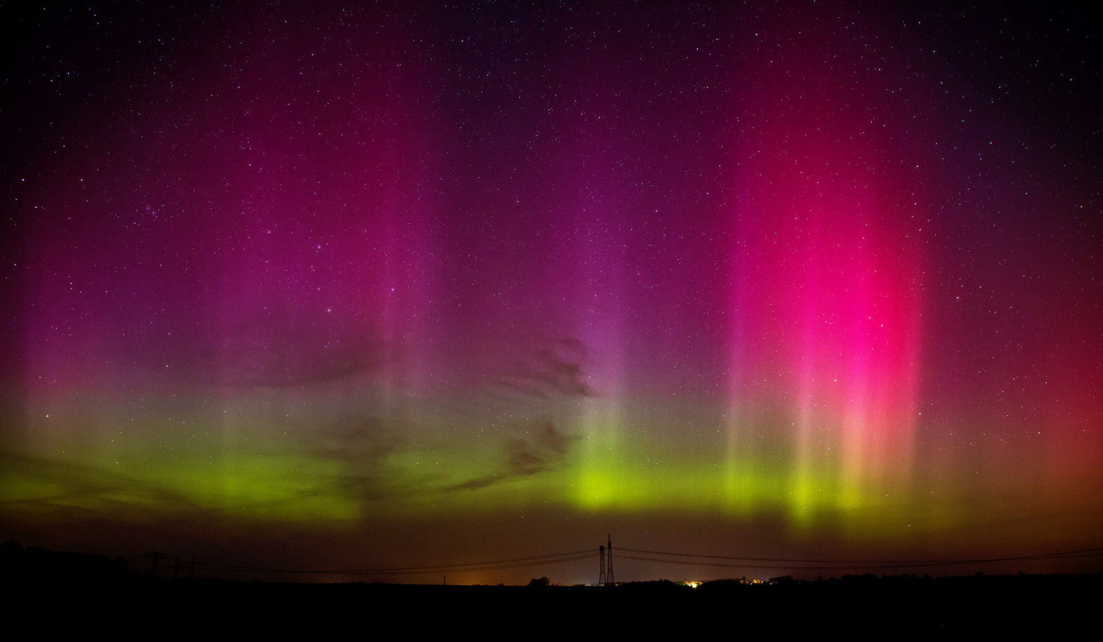 the sky, stars, horizon, Northern Lights