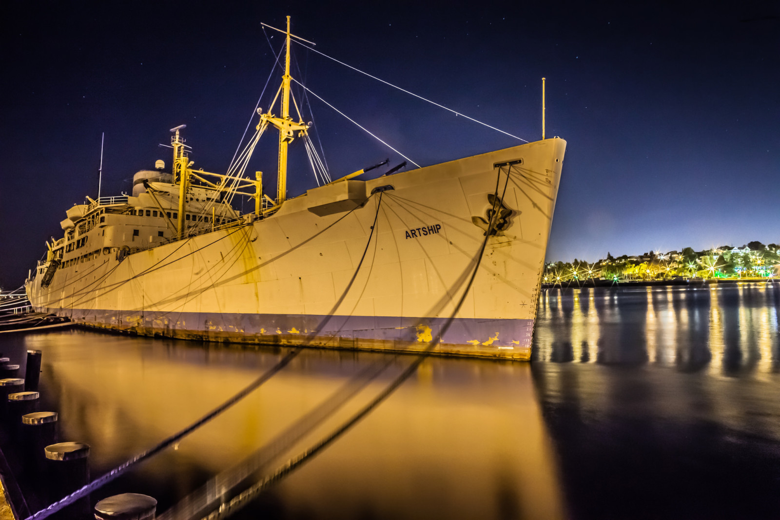 the evening, ship, pier, Doc