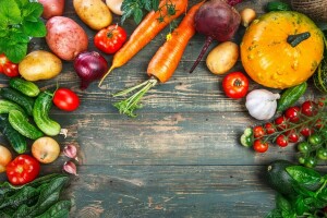 Frais, récolte, en bonne santé, des légumes, bois