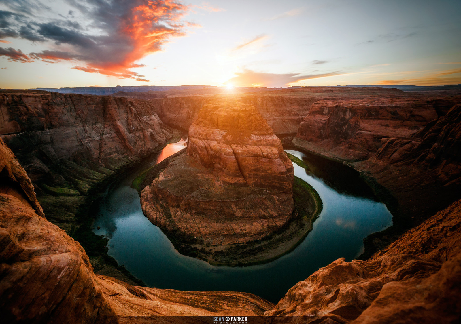 Le ciel, rivière, des nuages, Des rayons, Etats-Unis, le soleil, canyon, Colorado