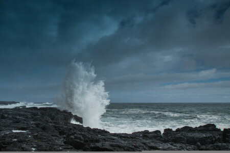 Islandia, mar, apuntalar, el cielo, ola