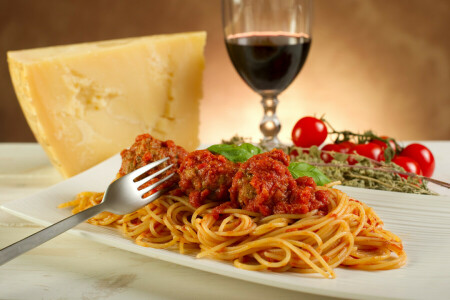 formaggio, cibo, Pasto, pasta, pomodori, vino