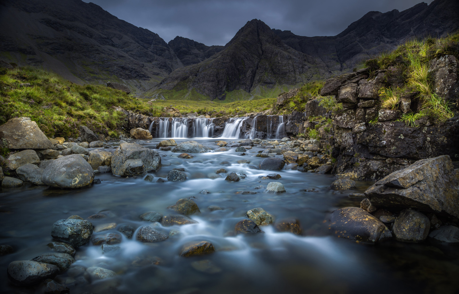 river, stones, mountains, rocks, Scotland, stream, Highland