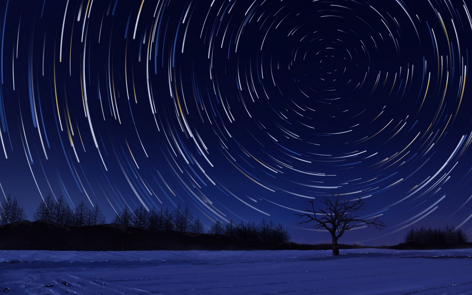 Natur, der Himmel, Bäume, Kunst, Sterne