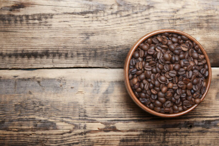 café, grains de café, table, les tables, bois