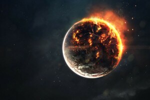 Apocalipse, arte, queimar, por Vadim Sadovski, cataclismo, Espaço profundo, Ficção, fogo