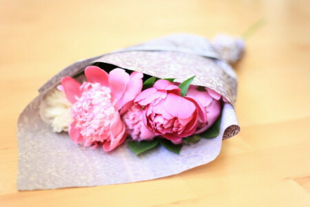 bouquet, flowers, peonies