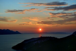 des nuages, Croatie, Dubrovnik, mer, le coucher du soleil