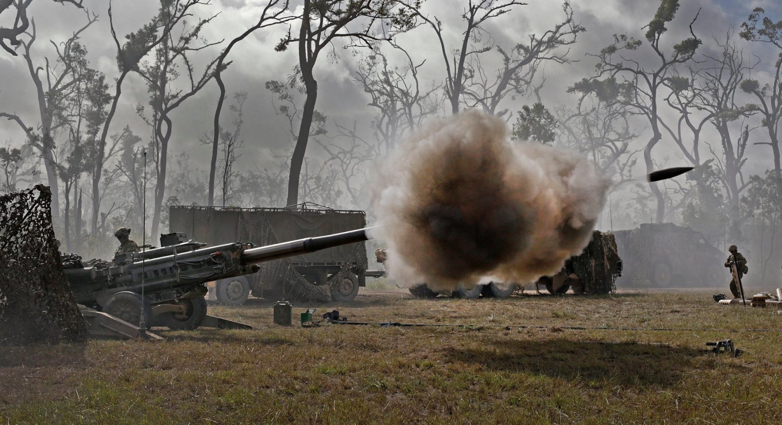 Soldats, artillerie, Volée, Obusier, M777, 155 mm