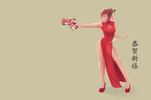 Apipol Chongjiamjit, art, chinois, robe, art du jeu, Mei, Mei-Overwatch, minimalisme