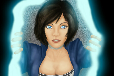 arte, Bioshock Infinite, occhi blu, Guarda, il divario