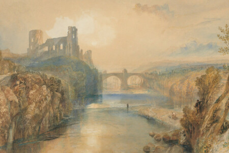 Bro, Castle Barnard, landskap, bild, flod, William Turner