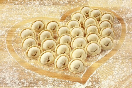 dumplings, flour, heart