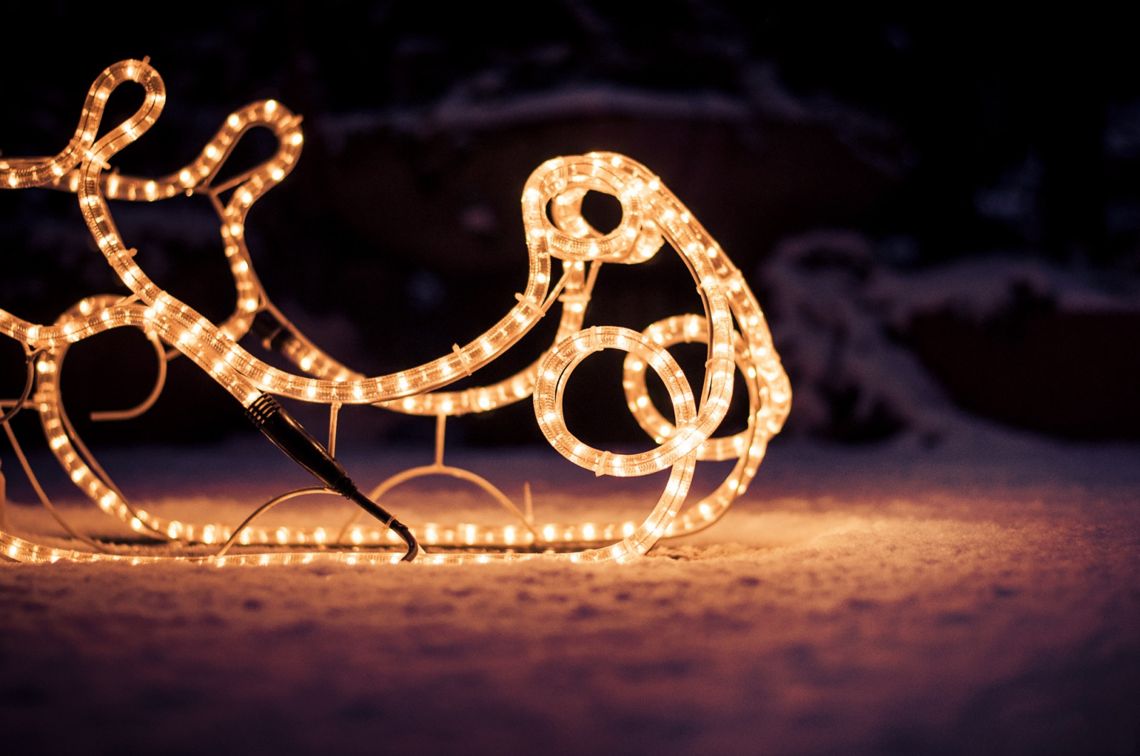 New Year, lights, garland, 2016, sled, Christmas. sleigh