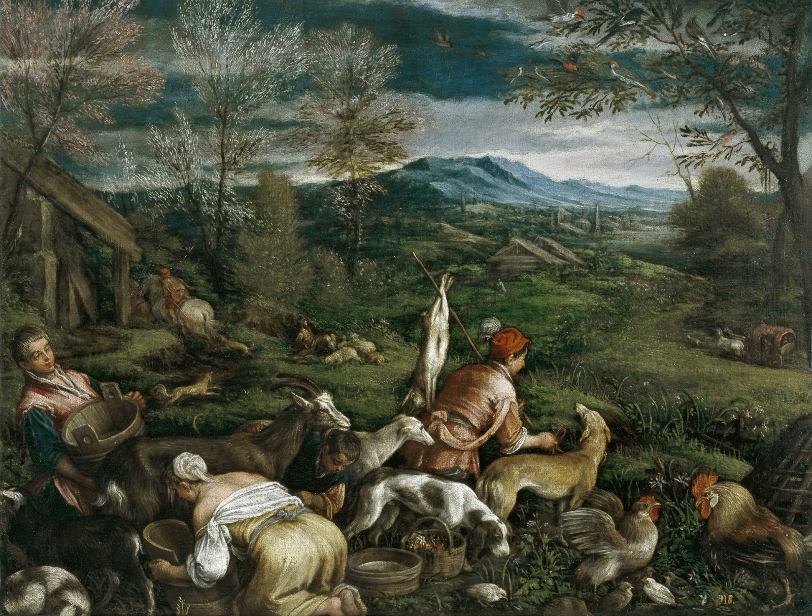 Landschaft, Frühling, Bild, Berge, Tiere, Menschen, Genre