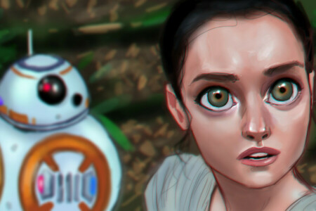 arte, Episódio VII, olhos, menina, Veja, Rey, robô