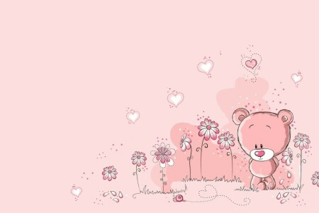 art, bear, flowers, heart, snail, summer