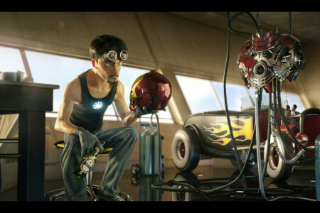 Iron man, pearls, pixar style, suit