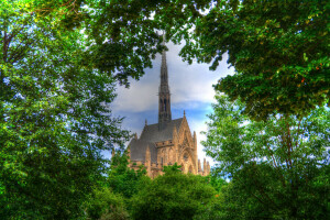 kasteel, HDR, Park, de lucht, toren, bomen