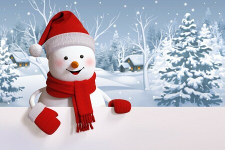 cute, happy, snow, snowman, winter