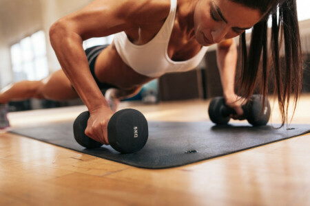 dumbbell, fitness, Pushups, workout