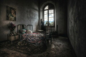 bed, kamer, venster