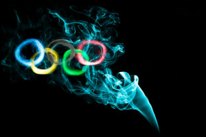 Olympische Spelen, verf, ring, rook