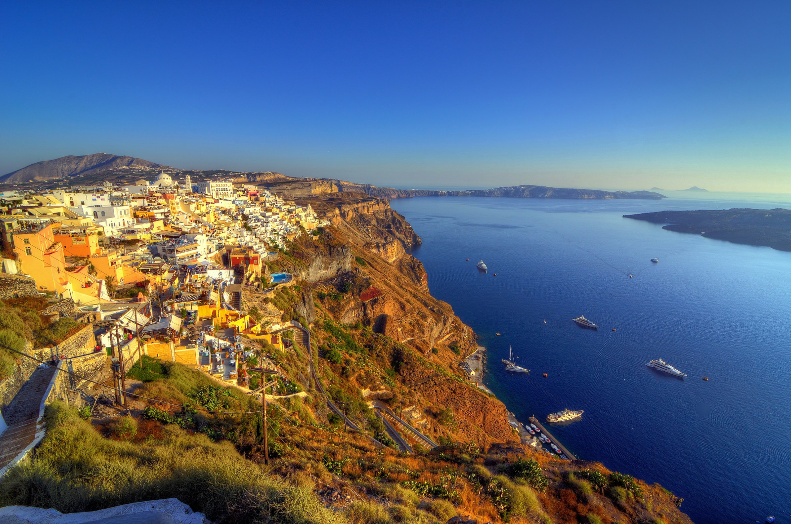 azul, el cielo, Bahía, mar, hogar, panorama, barcos, rocas