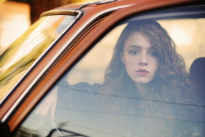 car, Lifestyle, redhead, reflection, window