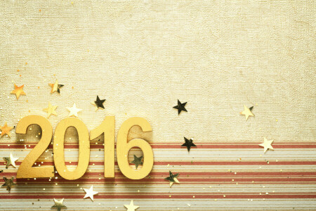 2016, figures, golden, happy, New Year