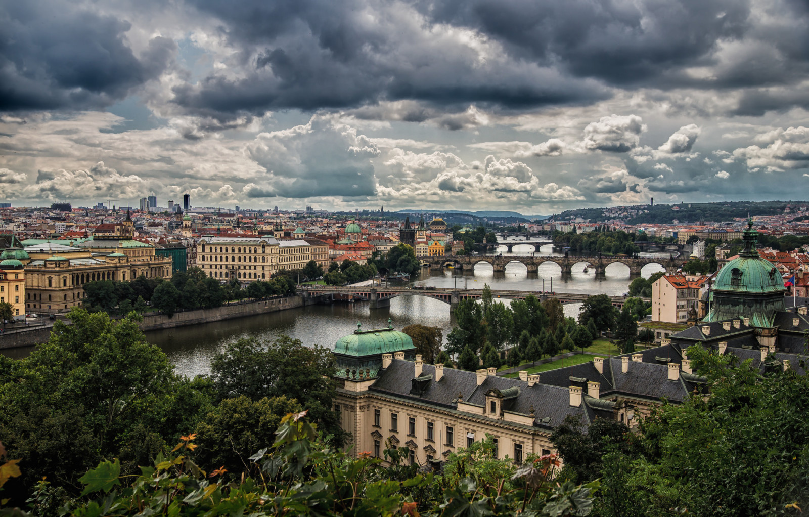 rieka, Domov, panoráma, mosty, Praha, vltava, Česká republika